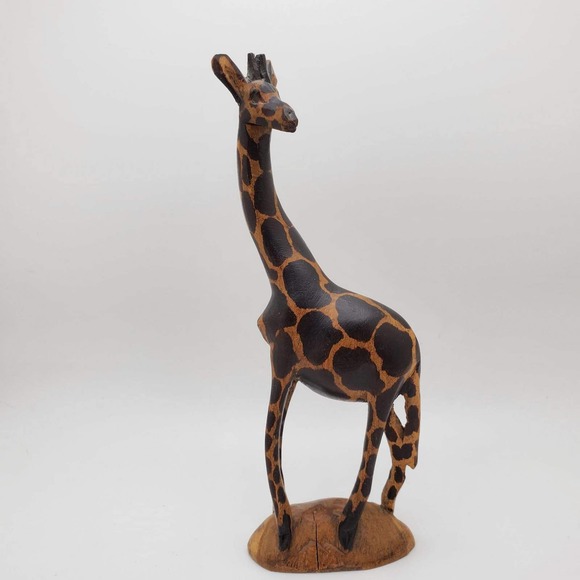 Hand Carved Tall Wooden Giraffe Africa 12 1/2" - Picture 1 of 4